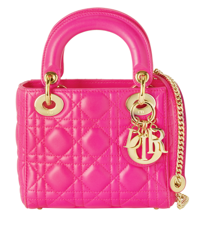 Micro Lady Dior, &pound;1,600, Handbags, Pink, Leather, Front view